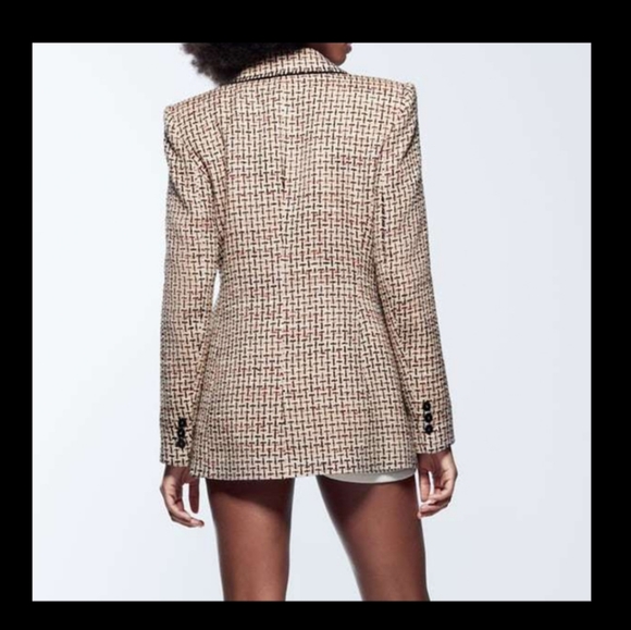 BNWT! Zara double-breasted textured weave blazer - Picture 4 of 7